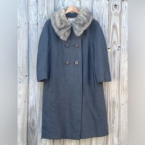 VINTAGE WOOL w/MINK FUR COLLAR SWING COAT